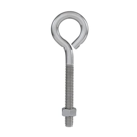 National Hardware Eye Bolt 3/8"-16, 4 in Shank, 1 in ID, Stainless Steel, Weatherguard Coated N100-204